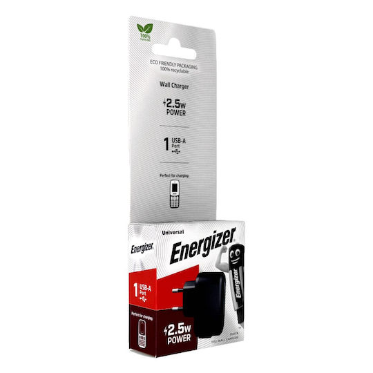 Energizer Зарядно без кабел с USB-A порт 5W Черен (A2EU)