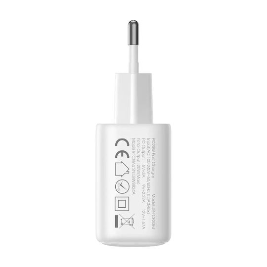 Joyroom Φορτιστής Χωρίς Καλώδιο με 2 Θύρες USB-C 20W Power Delivery / Quick Charge 3.0 Λευκός (JR-TCF12)