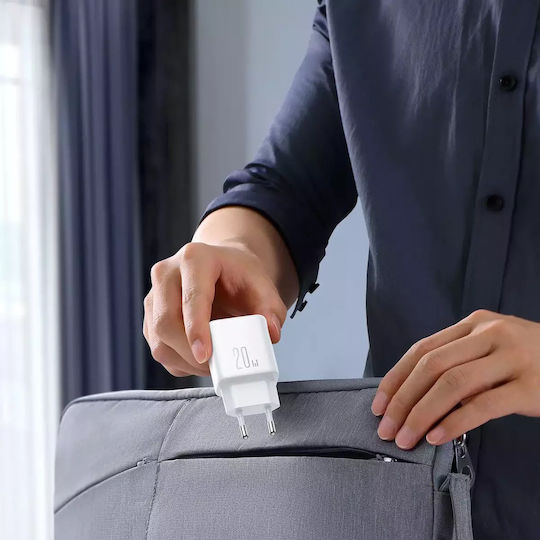 Joyroom Φορτιστής Χωρίς Καλώδιο με Θύρα USB-A και Θύρα USB-C 20W Power Delivery / Quick Charge 3.0 Λευκός (JR-TCF21)