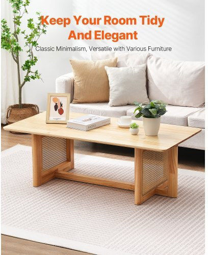 Rectangular Central Coffee Table Made of Brown Bamboo W120xD60xH40cm