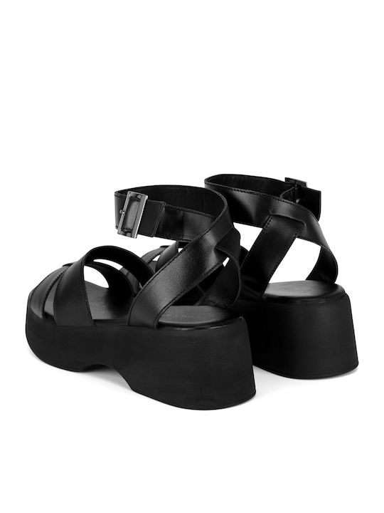 Women's Flat Sandals in Black Color
