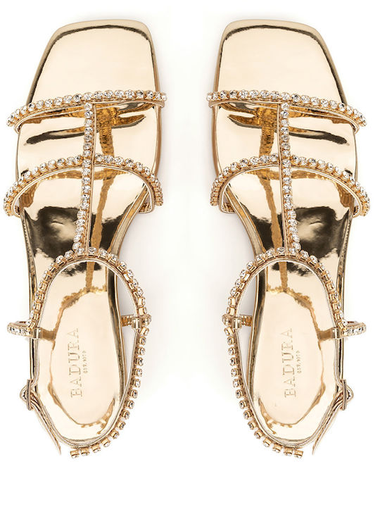 Flache Sandalen für Damen in Gold Farbe