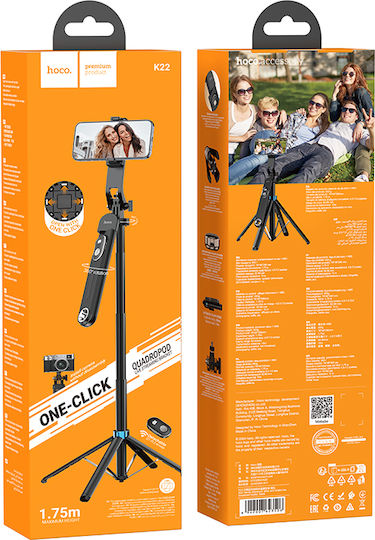 Hoco K22 Handy Selfie Stick Trepied Pentru Telefoane Mobile Bluetooth Negru