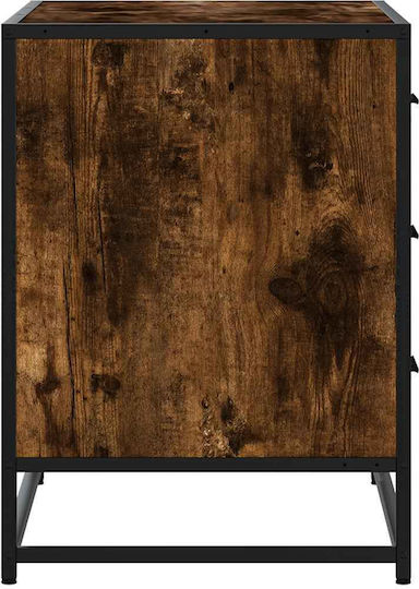 Wooden & Metallic Chest of Drawers Smoked Oak 70x41x56cm