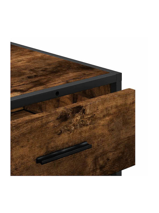 Wooden & Metallic Chest of Drawers Smoked Oak 70x41x56cm
