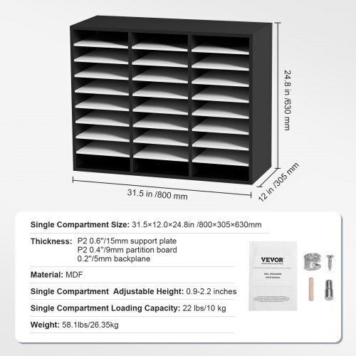 Vevor Black Wooden File Organizer 27 Slots