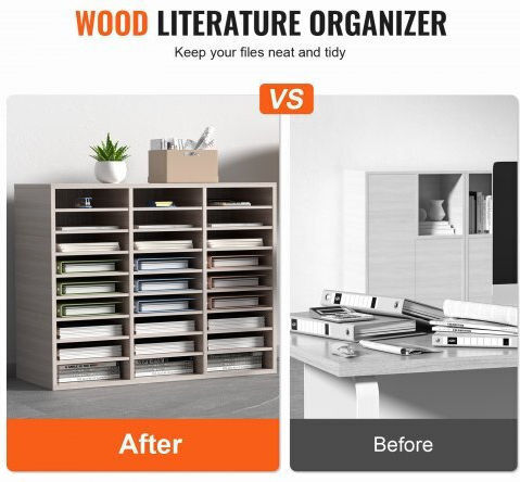 Vevor Wooden File Organizer 27 Slots Grey Wjzlfpjbhb27af8amv0