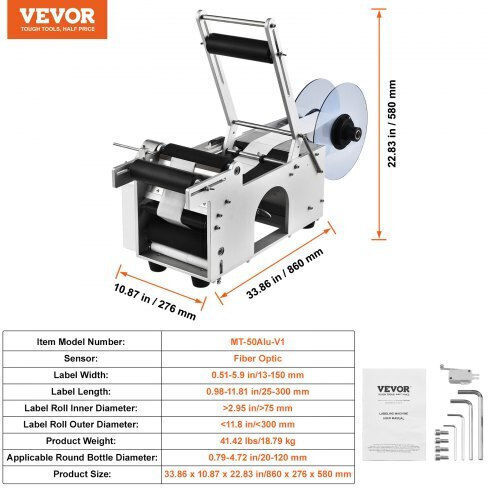Vevor Semi-Automatic Bottle Labeling Machine 20-50 Pieces Per Minute Electric Label Applicator for Round Bottles Pressure Rod Ddyptbjbxgbsxe1tgv2