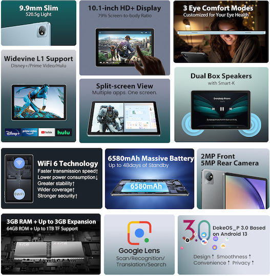 BlackView Tab 70 10.1Inci (4GB/64GB) Gri spațial