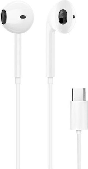 Mingge M25 Type C In-ear Handsfree με Βύσμα USB-C Λευκό