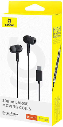Baseus Encok Cz18 In-ear Handsfree Ακουστικά με Βύσμα USB-C Μαύρο