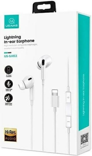 Usams SJ621MHS01 In-Ear Freisprecheinrichtung Kopfhörer mit Stecker Blitzschlag Weiß