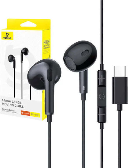 Baseus Encok Cz17 In-ear Handsfree Headphones with Connector USB-C Black