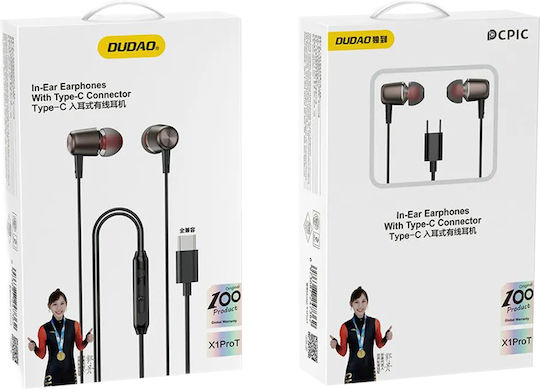 Dudao X1prot In-ear Handsfree Headphones with Connector USB-C Black