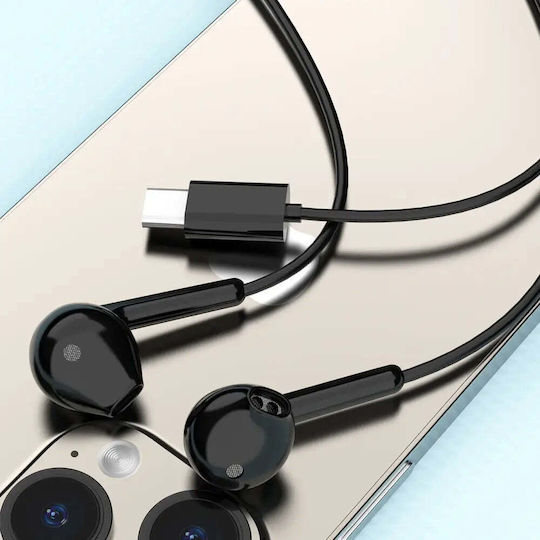 Dudao X3C In-ear Handsfree Ακουστικά με Βύσμα USB-C Μαύρο