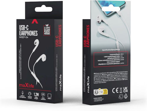 Maxlife În ureche Handsfree cu două căști cu mufă USB-C Alb