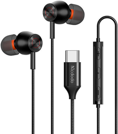 Mcdodo HP-3490 In-ear Handsfree Ακουστικά με Βύσμα USB-C Μαύρο
