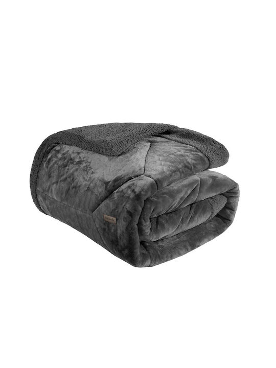 Guy Laroche Prisma Κουβέρτα Γούνινη Μονή 160x240εκ. Anthracite