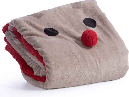 Nef-Nef Homeware Funny Reindeer Κουβέρτα Sherpa Καναπέ 130x180εκ. Beige