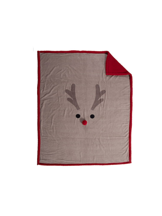 Nef-Nef Homeware Funny Reindeer Blanket Sherpa Sofa 130x180cm Beige