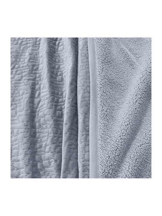 Guy Laroche Bolzano Set Blanket Sherpa Single 160x220cm Silver Velvet