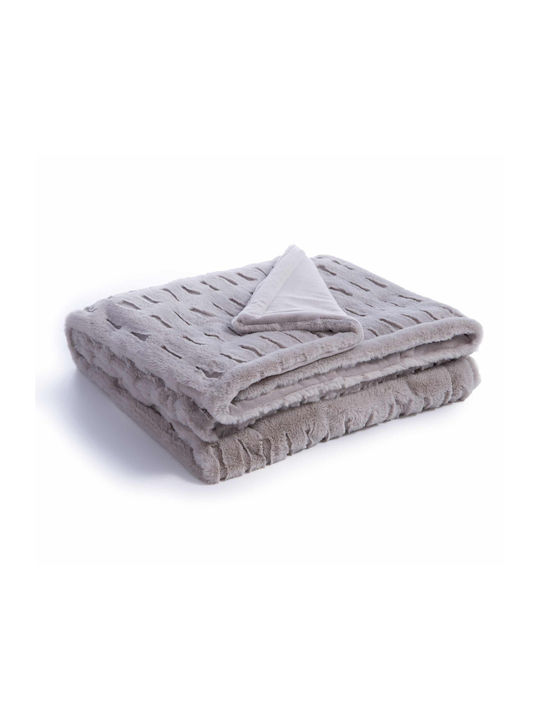 Nef-Nef Homeware Vivo Κουβέρτα Γούνινη Καναπέ 130x180εκ. Greige