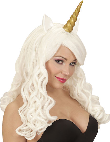 Perucă de Carnaval Unicorn Creț Alba