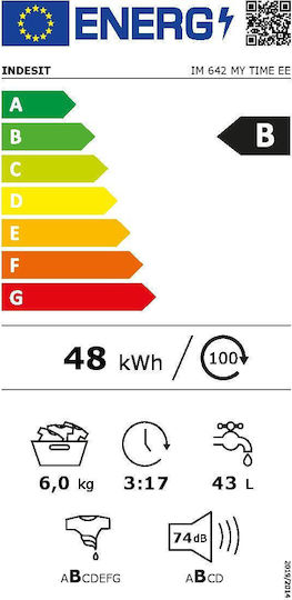 Indesit Πλυντήριο Ρούχων 6kg με Τεχνολογία Ατμού 1200 Στροφών IM 642 MY TIME EE