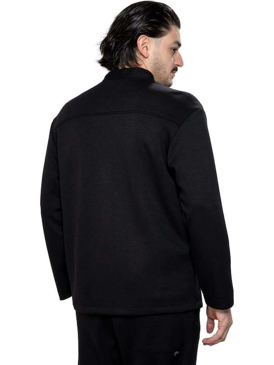 Long Sleeve Overshirt in Wide Line Black