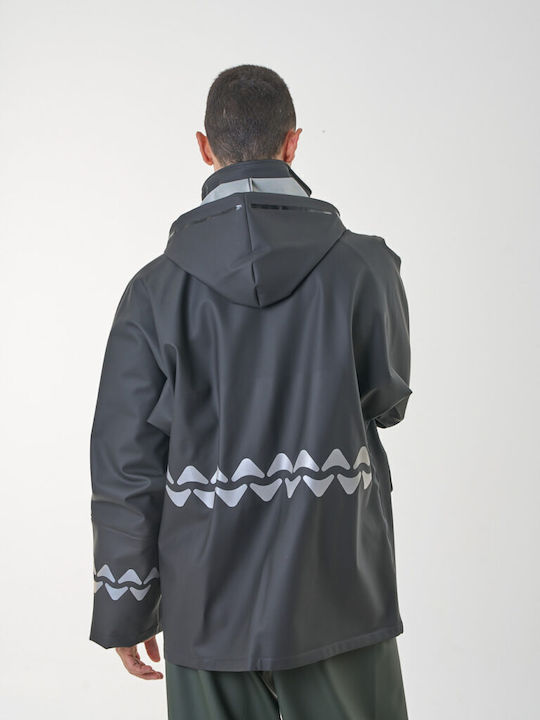 Geacă Anorak Impermeabilă cu Glugă Reflectorizantă Avenuer-ii Lungă Neagră