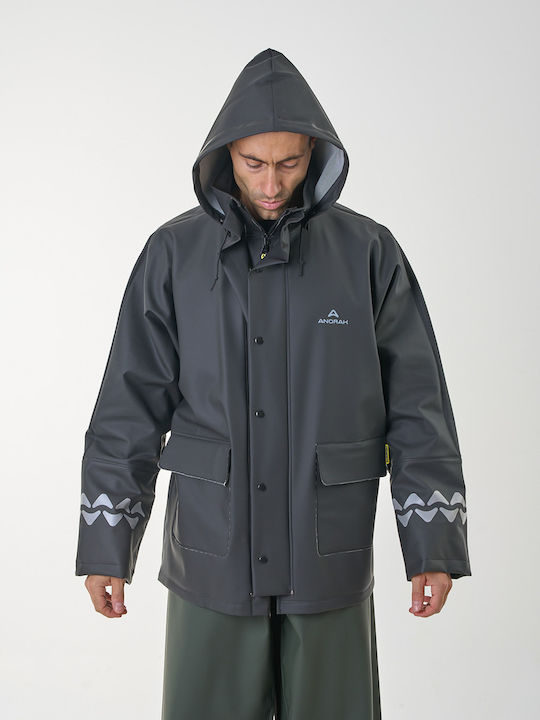 Geacă Anorak Impermeabilă cu Glugă Reflectorizantă Avenuer-ii Lungă Neagră