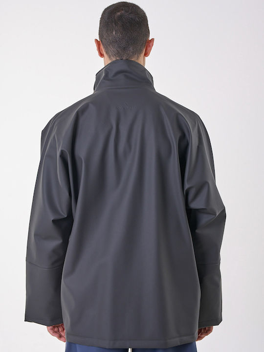 Anorak Street Long Ανδρικό Αδιάβροχο Μπουφάν Μηχανής Μαύρο Χρώμα