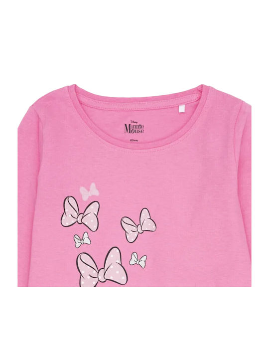 Disney Παιδική Πιτζάμα Χειμωνιάτικη Pink, Grey Melange Minnie