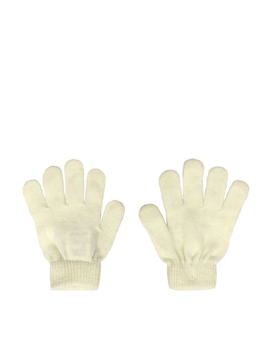 Kids Beanie Set with Gloves Knitted White