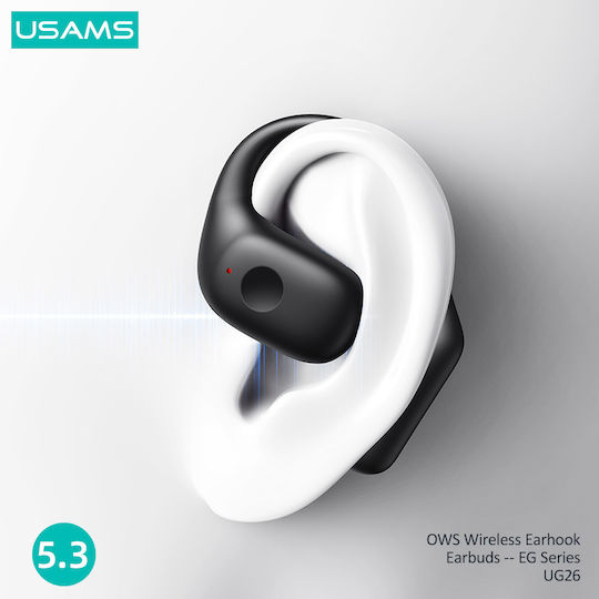 Usams UG26 Open Ear Bluetooth Handsfree Ακουστικά με Θήκη Φόρτισης Μαύρα