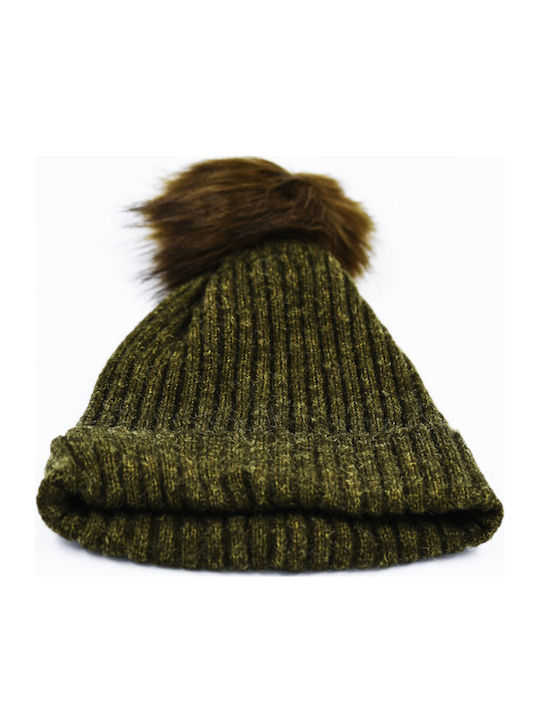 Set with Beanie Knitted in Green color