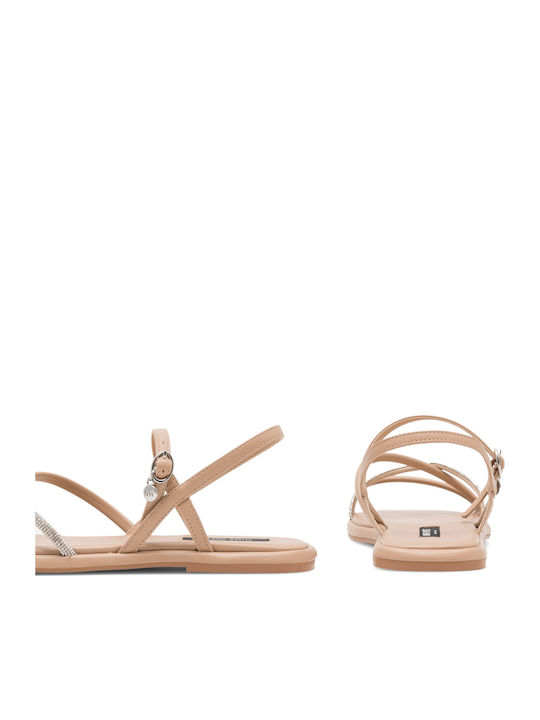 Women's Flat Sandals in Beige Color