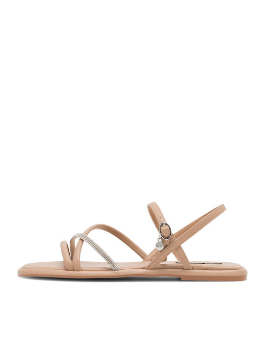 Women's Flat Sandals in Beige Color