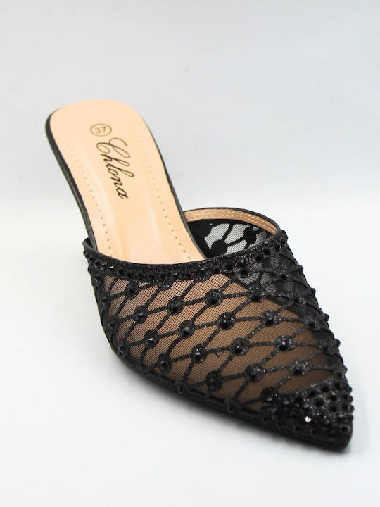 Plato Thin Heel Mules Black