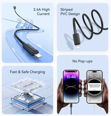 Usams Us-sj689 USB-A to Lightning Cable 12W White 1m (SJ689USB02)