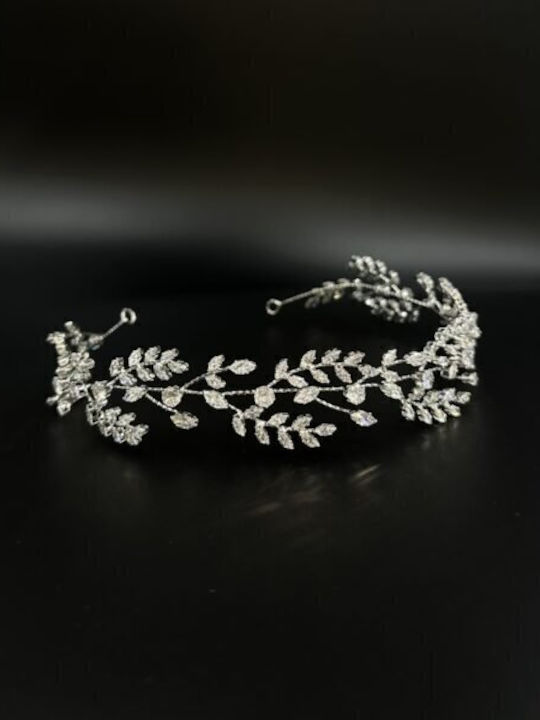 Νυφική Τιάρα Ζιργκόν Σχήμα Οβάλ Ασημί Irene Bridal Headpiece Ba016 Hair Duty Hrd-ba016