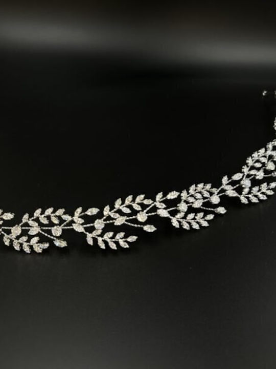 Νυφική Τιάρα Ζιργκόν Σχήμα Οβάλ Ασημί Irene Bridal Headpiece Ba016 Hair Duty Hrd-ba016