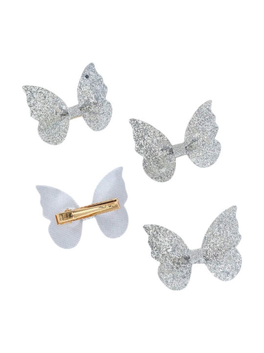 Set aus 4 Stück Offizielle Beeindruckende Haarklammern Wunderschöne Glänzende Silberne Schmetterlinge Set aus 4 Stück Offizielle Beeindruckende Haarklammern Wunderschöne Glänzende Silberne Schmetterlinge