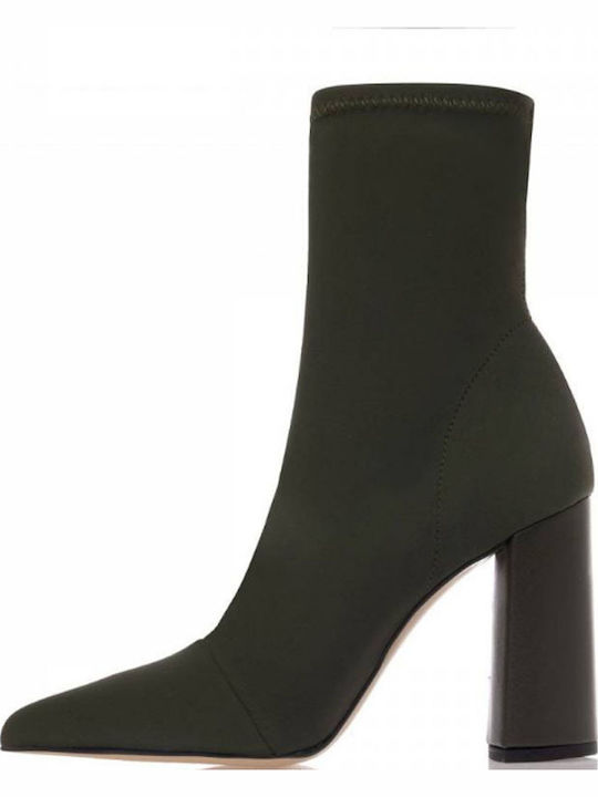 Women's Ankle Boots with High Heel Khaki