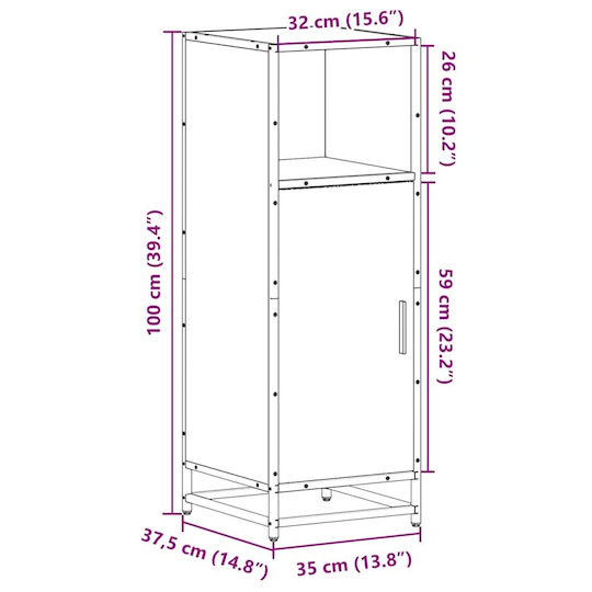 vidaXL Ντουλάπι Μπάνιου 35x37.5x100cm Sonoma