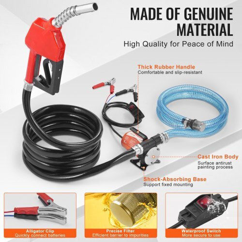 Vevor Fuel Transfer Pump 12v 8 Gpm 1/5 Hp Automatic Diesel Nozzle Fbbmg8gpm16h7quusv9