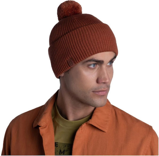 Tim Pom Pom Beanie Ανδρικός Σκούφος Πλεκτός σε Πορτοκαλί χρώμα