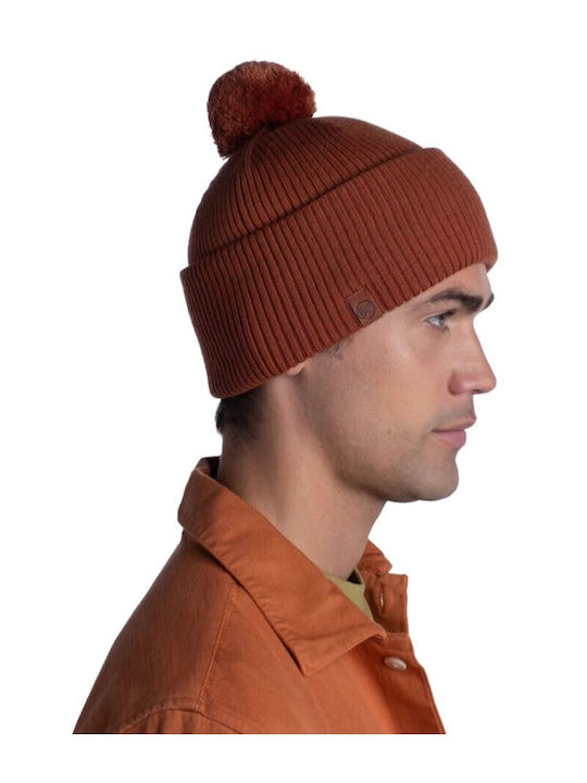 Tim Pom Pom Beanie Ανδρικός Σκούφος Πλεκτός σε Πορτοκαλί χρώμα