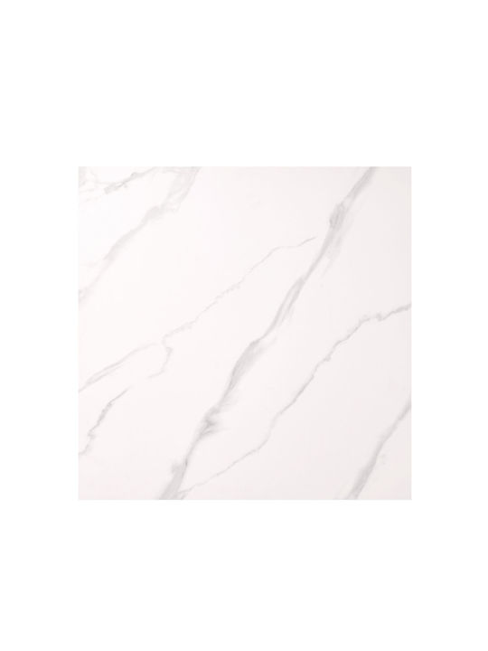 Alberto Table Dining Room Wooden with Metal Frame White Marble 70x70x76cm