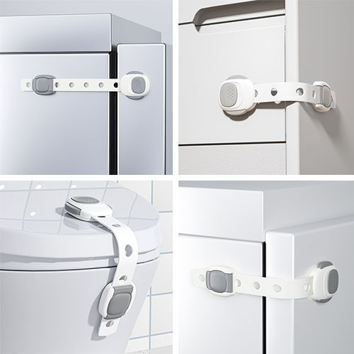 Babyono Cabinet & Drawer Lock with Sticker made of Plastic in White Color 24x24cm 2pcs